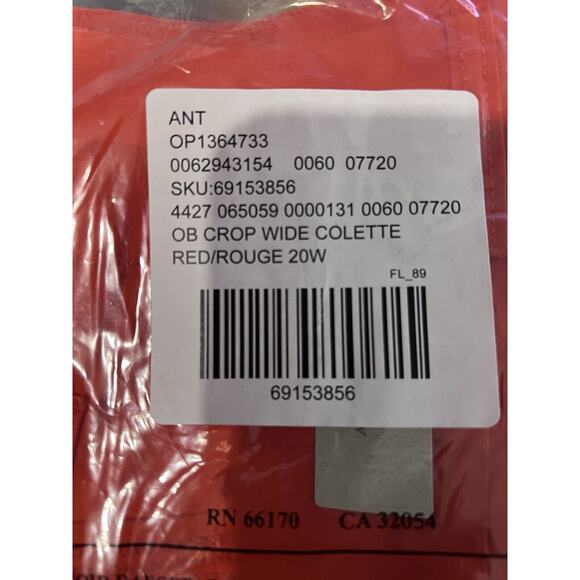 Maeve Anthropologie The Colette Red Pants Plus Size 20 W Cropped - Picture 9 of 12